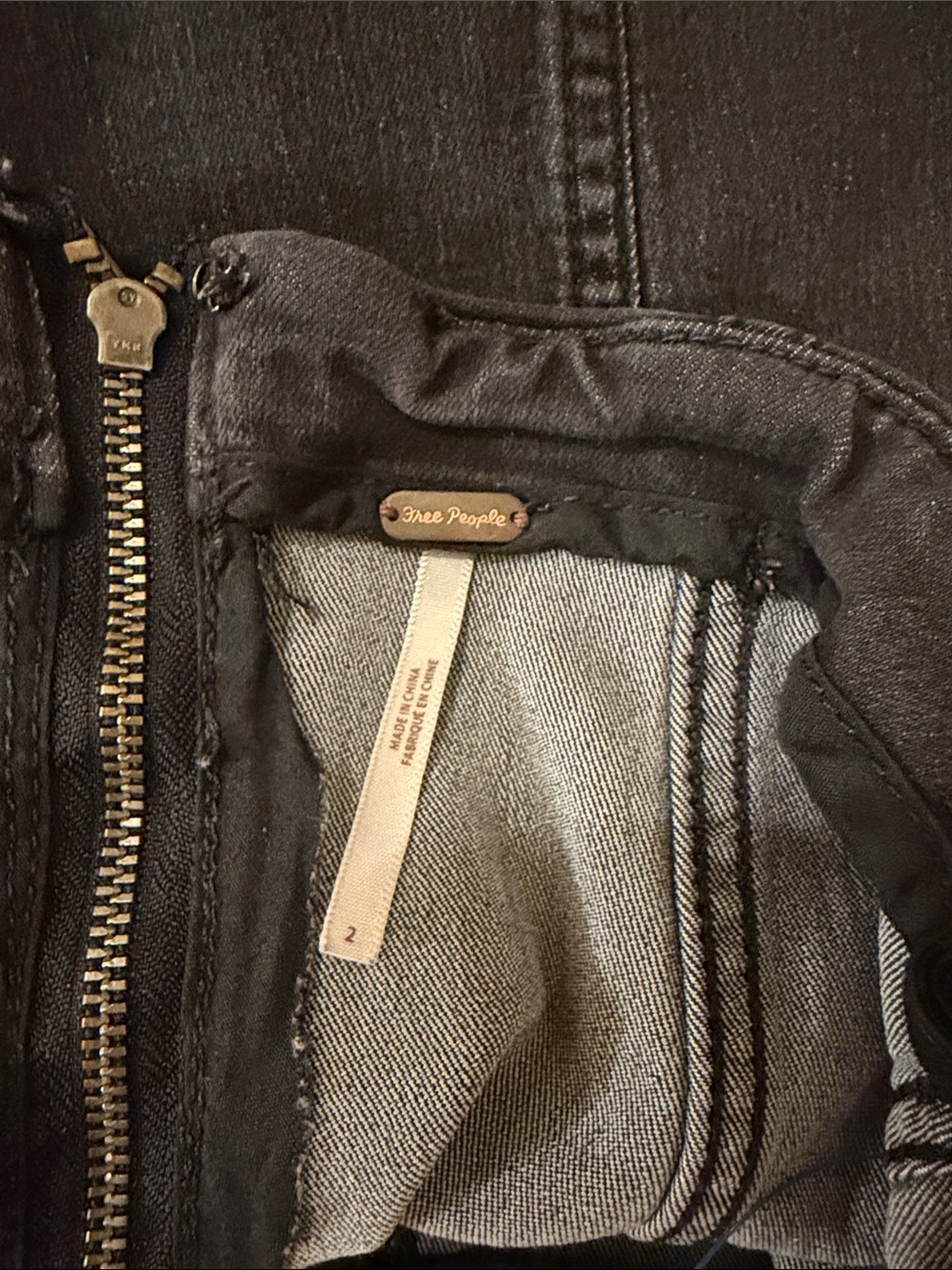 Free People Black Denim Mini Skirt with Vertical Seams - Picture 5 of 5
